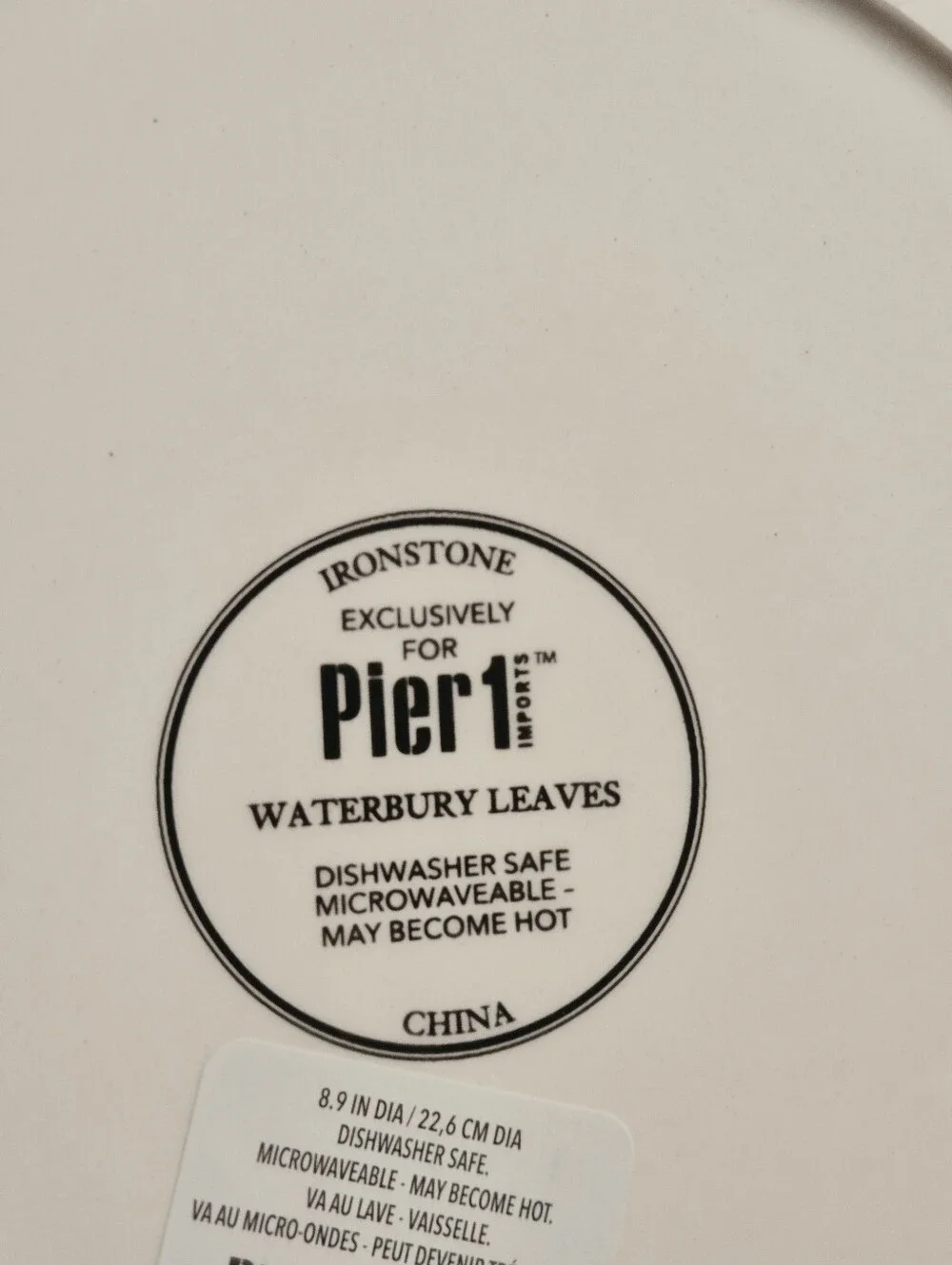 Pier 1 Imports Waterbury Leaves Salad Ironstone Plate NWT